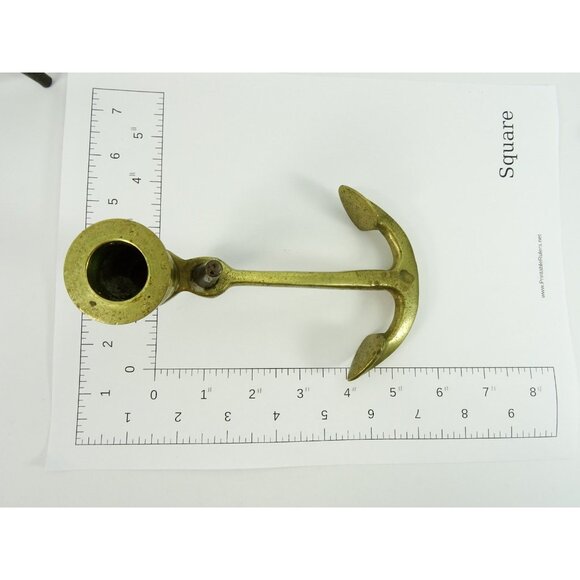 Vintage Brass Anchor Candlesticks Pair Nautical Decor - Picture 10 of 12